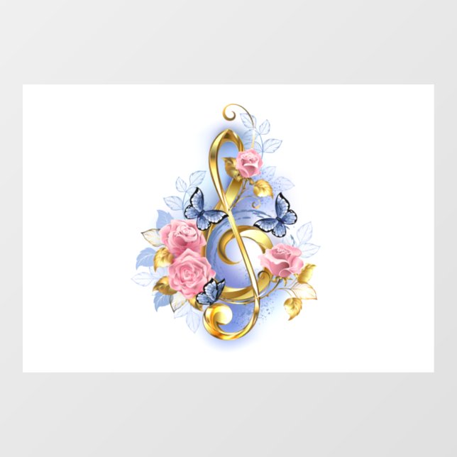 Kleber mit rosa Rosen Fensteraufkleber (Blatt)