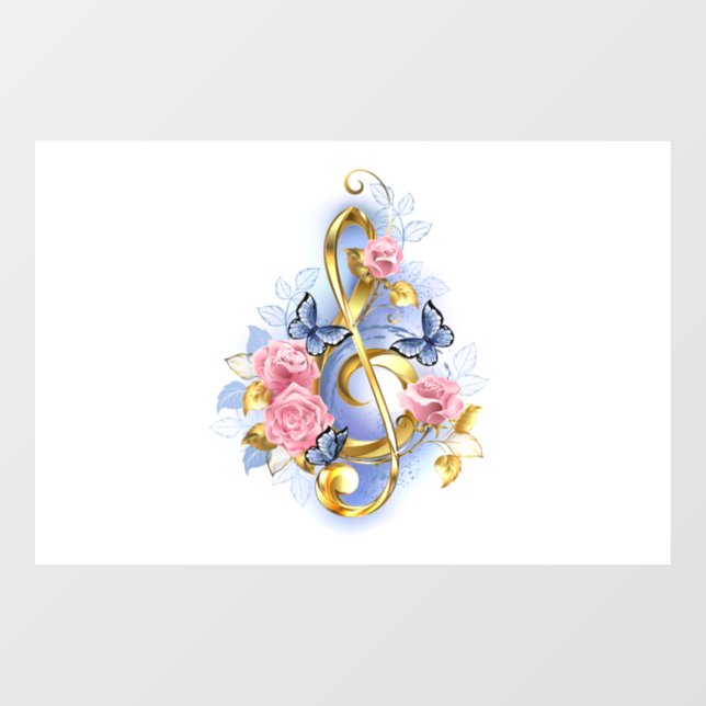 Kleber mit rosa Rosen Fensteraufkleber (Blatt)