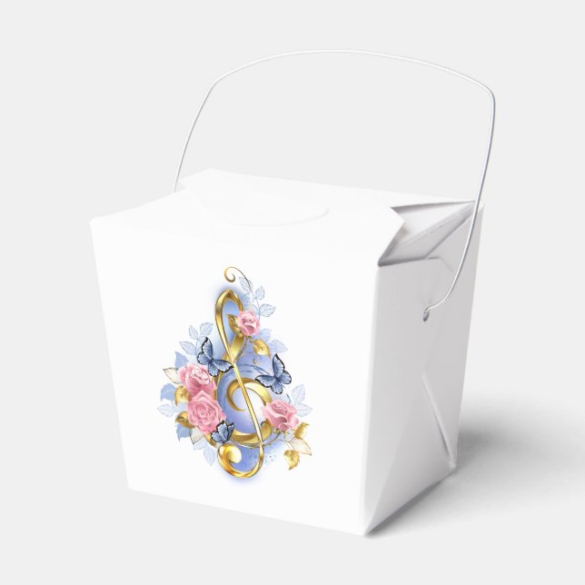 Kleber mit rosa Rosen Geschenkschachtel (Vorderseite)