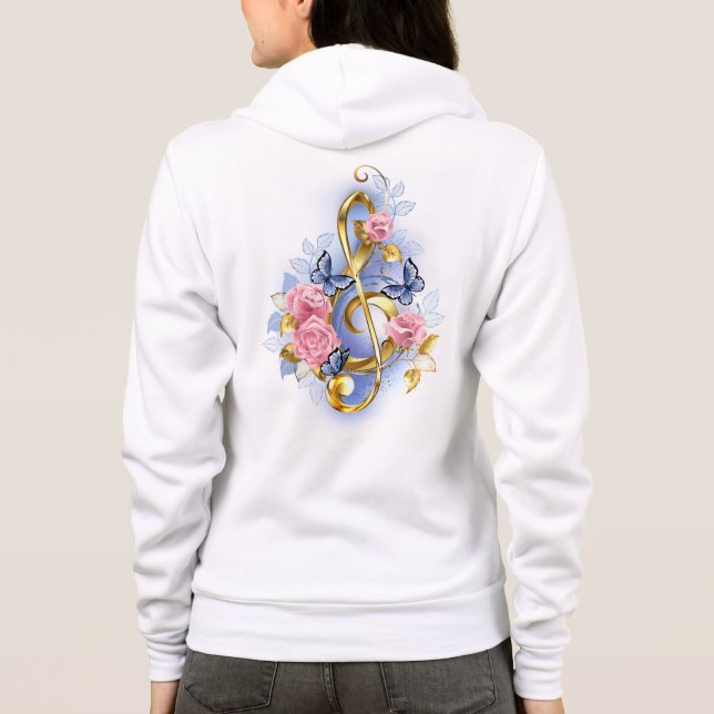 Kleber mit rosa Rosen Hoodie (Rückseite)