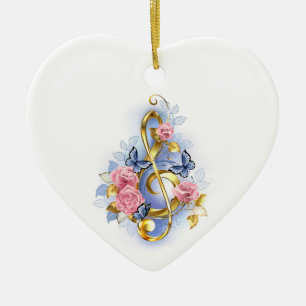 Kleber mit rosa Rosen Keramik Ornament