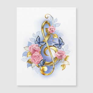 Kleber mit rosa Rosen Magnetkarte