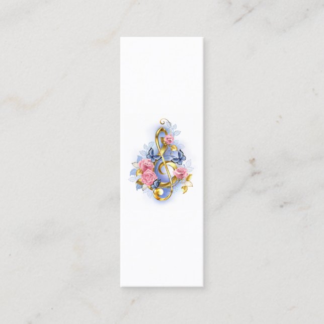 Kleber mit rosa Rosen Mini Visitenkarte (Vorderseite)