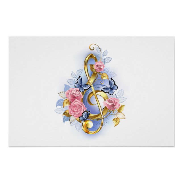 Kleber mit rosa Rosen Poster (Vorderseite)