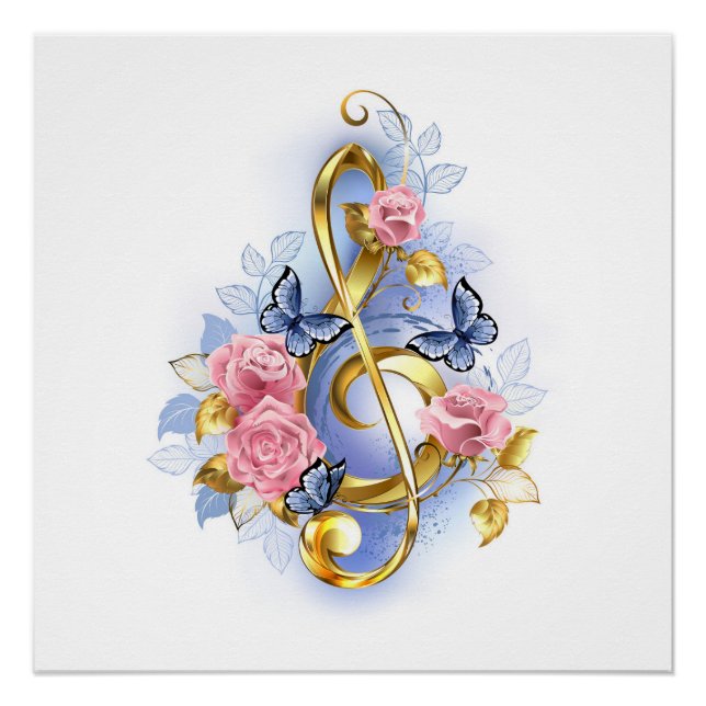 Kleber mit rosa Rosen Poster (Vorderseite)