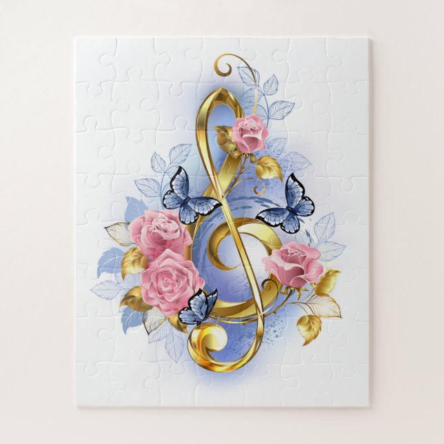 Kleber mit rosa Rosen Puzzle (Vertikal)