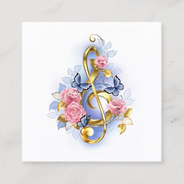 Kleber mit rosa Rosen Rabattkarte (Vorderseite)