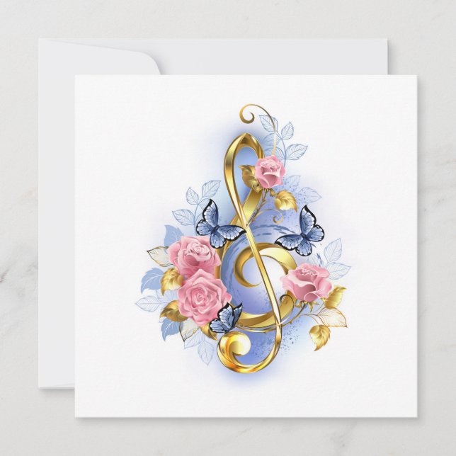 Kleber mit rosa Rosen Save The Date (Vorderseite)