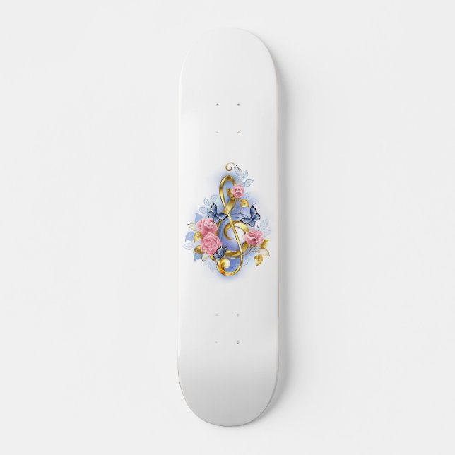 Kleber mit rosa Rosen Skateboard (Vorne)