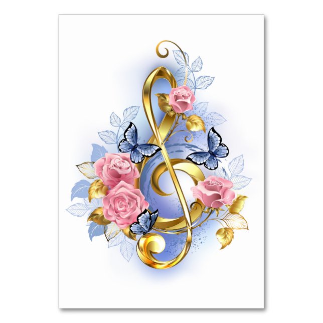 Kleber mit rosa Rosen Tischnummer (Vorderseite)