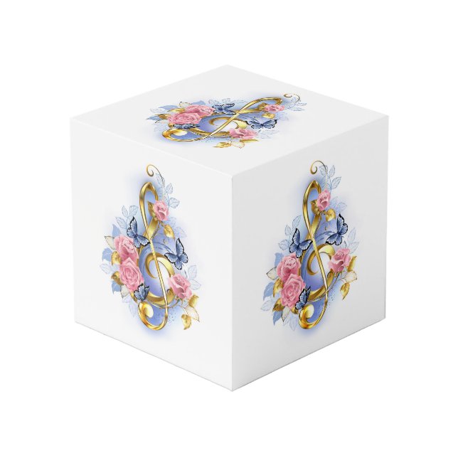 Kleber mit rosa Rosen Würfel (Vorderseite Schrägansicht)