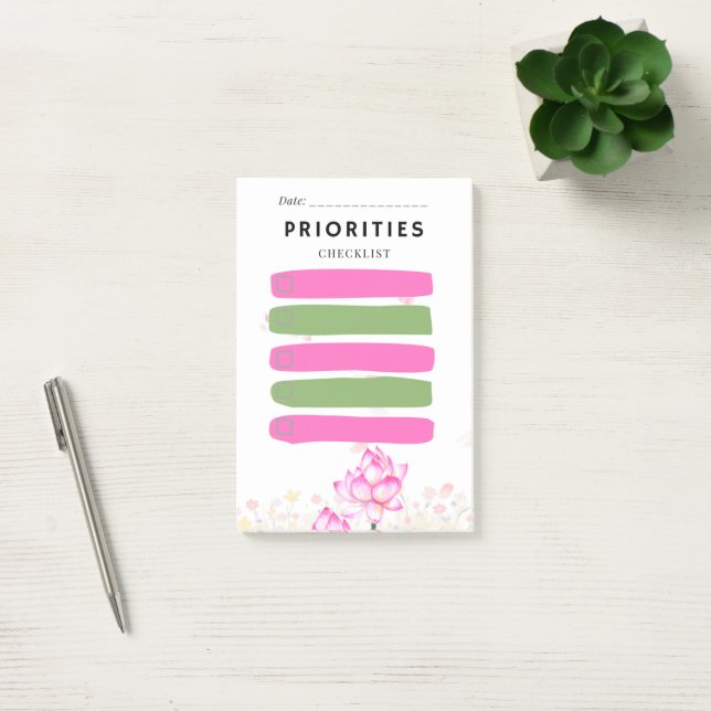 Klebezettel PRIORITÄT Kontrollkästchen Pink Lily Post-it Klebezettel (Büro)