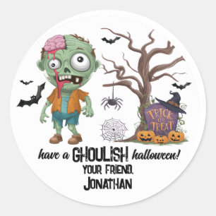 Klebrige Zombie-Ghoul-Halloween-Aufkleber Runder Aufkleber