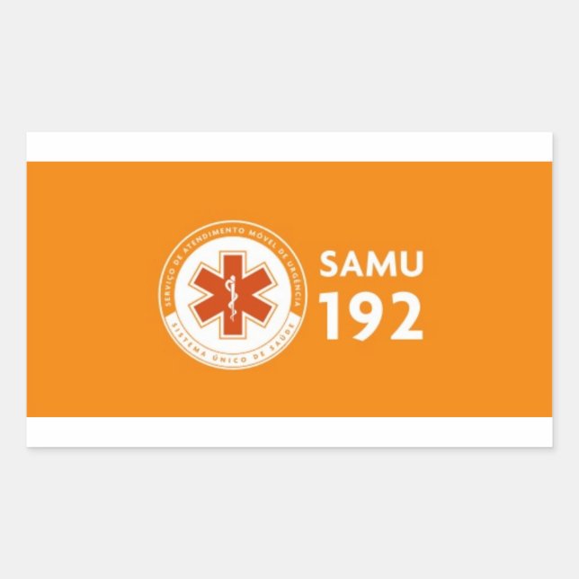 Klebstoff Logomarca SAMU 192 - tiefe Orange Rechteckiger Aufkleber (Vorderseite)