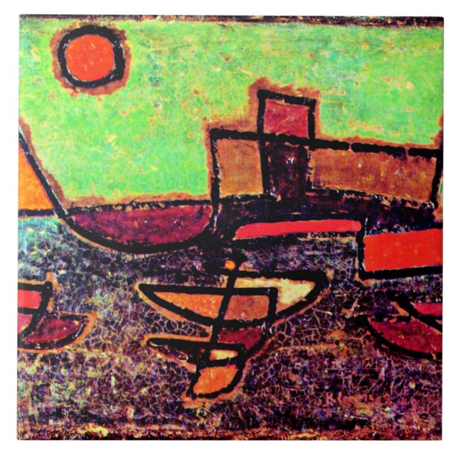 Klee - Abfahrender Dampfer Fliese (Vorderseite)