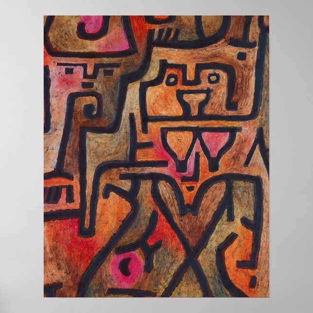 Klee Abstract Roter Abstracter Expressionistischer Poster (Vorne)