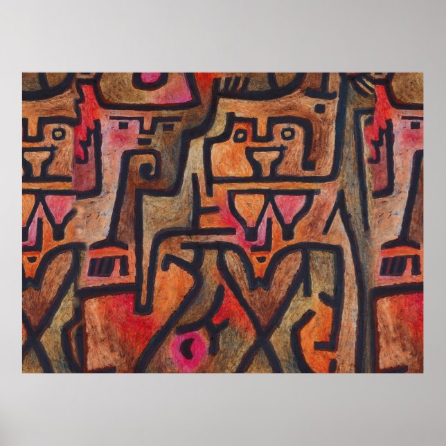 Klee Abstrakt Red Abstrakt Expressionist Nature Poster (Vorne)