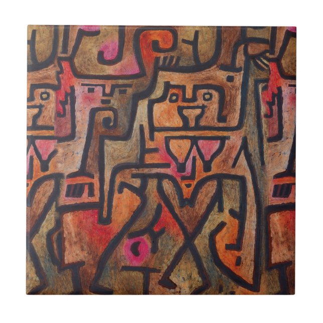 Klee Abstrakter Wald Expressionist Moderne Kunst Fliese (Vorderseite)