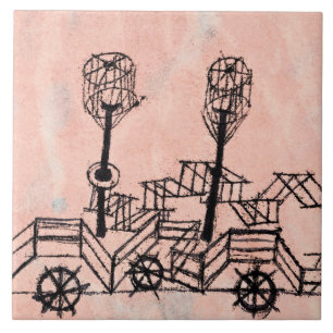 Klee - Alte Dampfmaschine, abstrakte Kunst Fliese