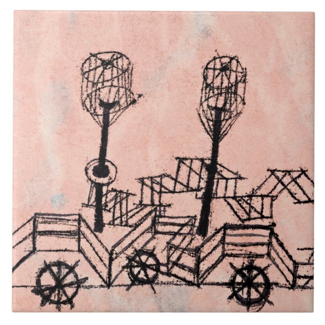 Klee - Altes Dampfboot, abstrakte Kunst Fliese (Vorderseite)