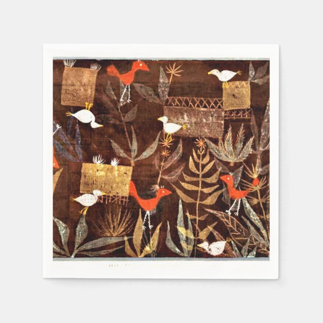 Klee - Bird Garden, famous artwork, Serviette (Vorderseite)