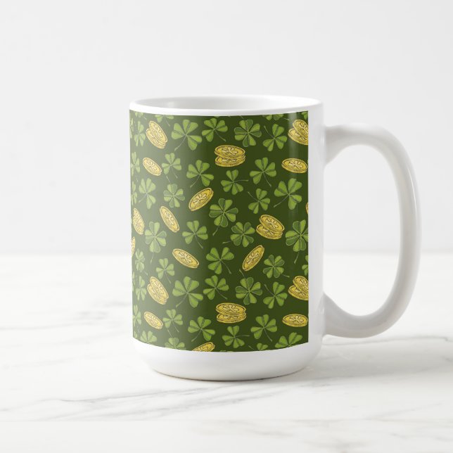 Klee-Blatt-u. Goldmünze-Muster Kaffeetasse (Rechts)