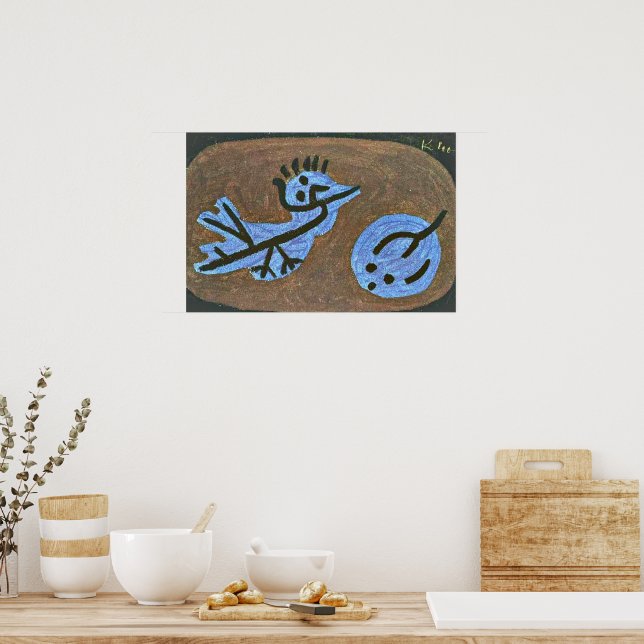 Klee - Blauer Vogel-Kürbis Poster (Küche)