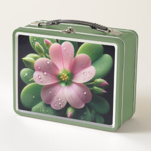 Klee Blume Rosa und Grün Oxalis Metall Brotdose