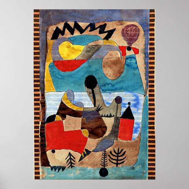 Klee - Burglandschaft mit schwarzem Blitz Poster (Vorne)