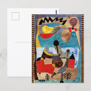 Klee - Burglandschaft mit schwarzem Blitz Postkarte