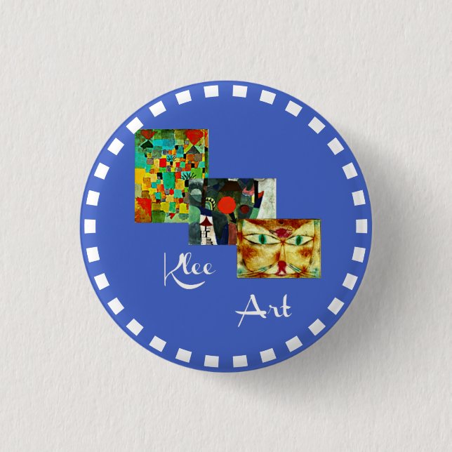 Klee Collage Art mit Rundrahmen Button (Vorderseite)