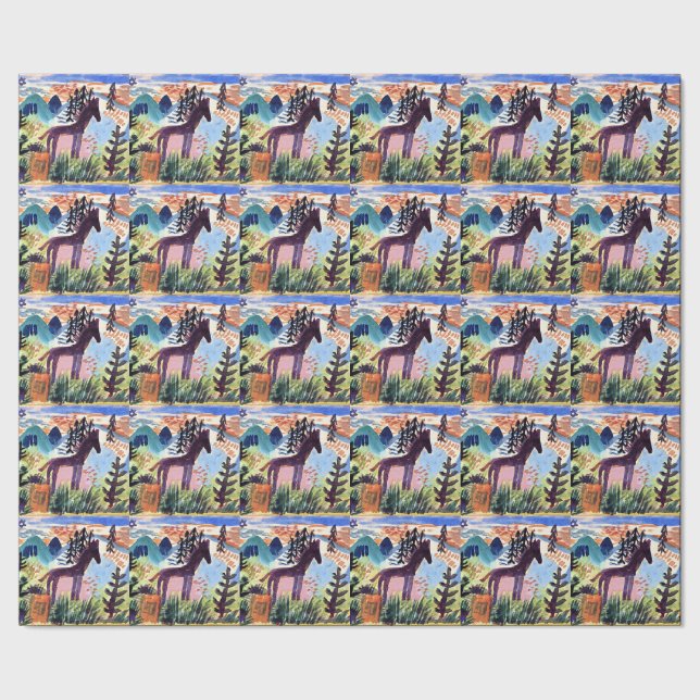 Klee - Das Pferd, berühmtes Bild Geschenkpapier (Saum)