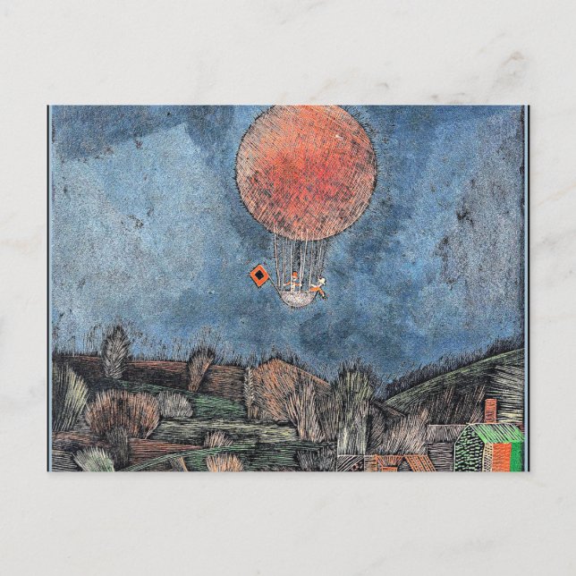 Klee - Der Luftballon, abstraktes Kunstwerk Postkarte (Vorderseite)