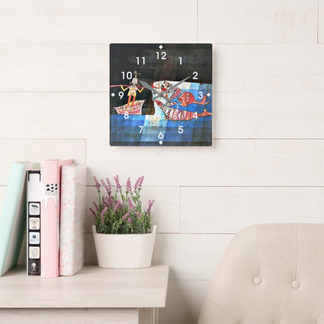 Klee - Der Seemann Quadratische Wanduhr (Lesesaal)