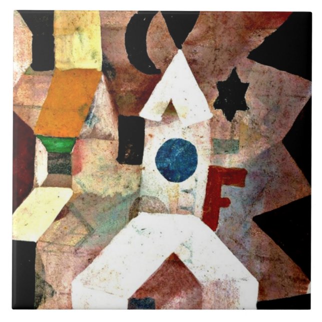 Klee - Die Kapelle, Paul Klee Gemälde Fliese (Vorderseite)