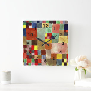 Klee - Flora auf Sand Quadratische Wanduhr