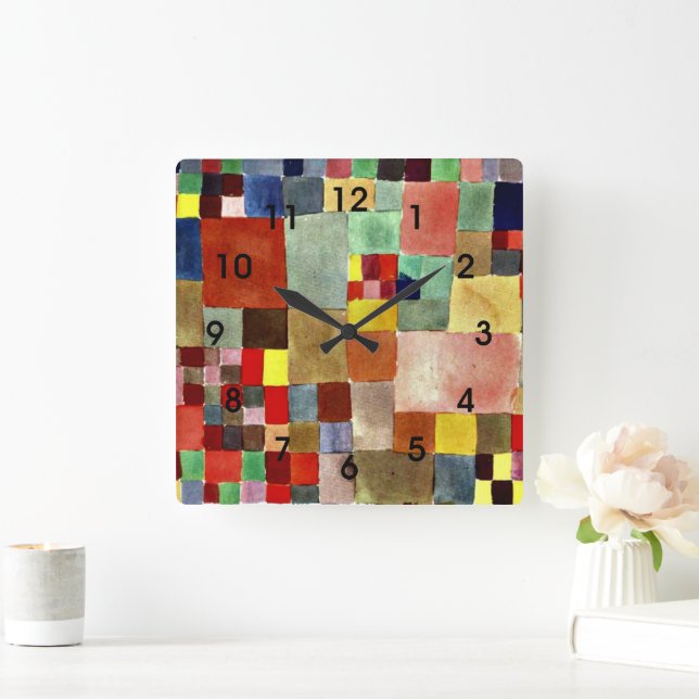 Klee - Flora auf Sand Quadratische Wanduhr (Zuhause)