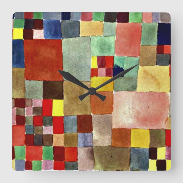 Klee: Flora auf Sand Quadratische Wanduhr (Vorderseite)