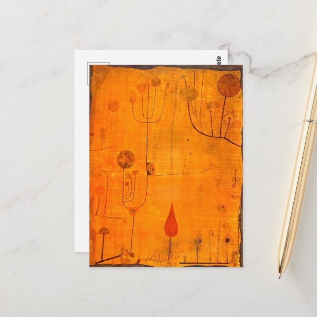 Klee - Früchte auf Rot Postkarte (Vorderseite/Rückseite Beispiel)