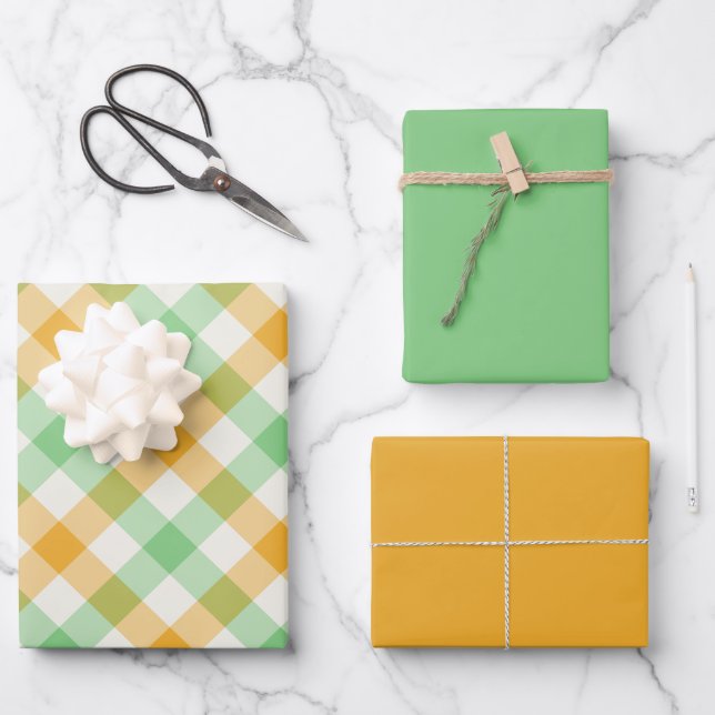 Klee Gingham Geschenkpapier Set (Vorderseite)