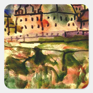 Klee - Häuser in der Nähe der Kiesgrube Quadratischer Aufkleber