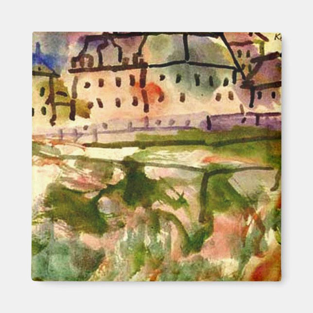 Klee - Häuser in der Nähe des Schotterplatzes-1913 Magnet (Vorne)