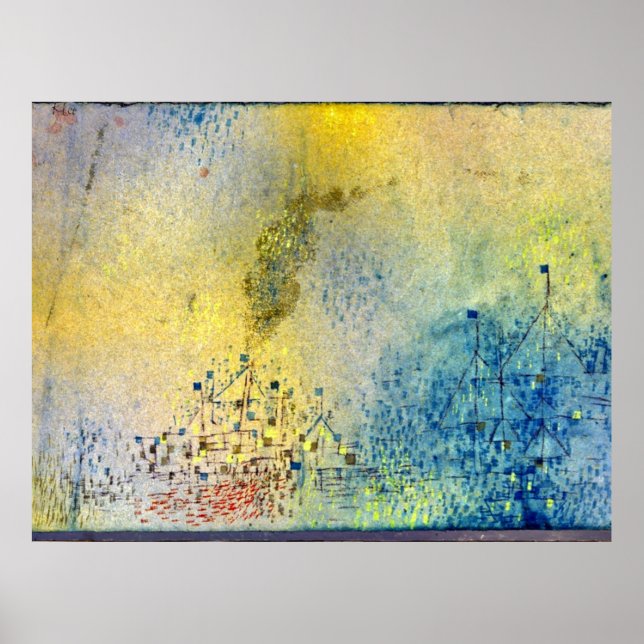 Klee - Heisser Abend im Hafen, abstrakte Kunst Poster (Vorne)