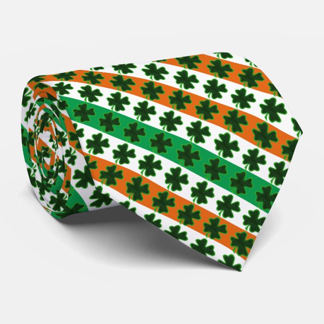 Klee irische Streifen St. Patrick's Day Krawatte (Gerollt)