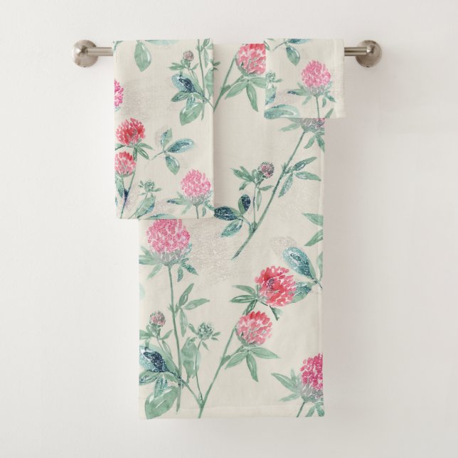 Klee, Kleeblatt auf Beige. Badhandtuch Set (Insitu)