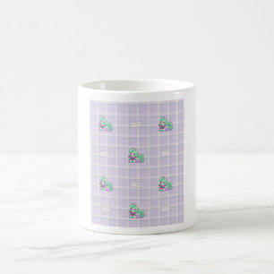 Klee-Lesemuster mit lila Karo Kaffeetasse