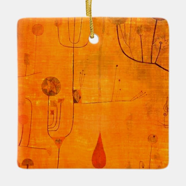 Klee - Rote Früchte, abstrakte Kunst, Keramikornament (Vorderseite)