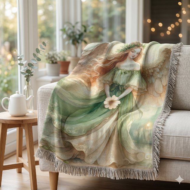 Klee-Serenitäts-Engel Decke (Clover Serenity Angel Throw Blanket)