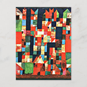 Klee - Stadtbild mit rot und grün Postkarte