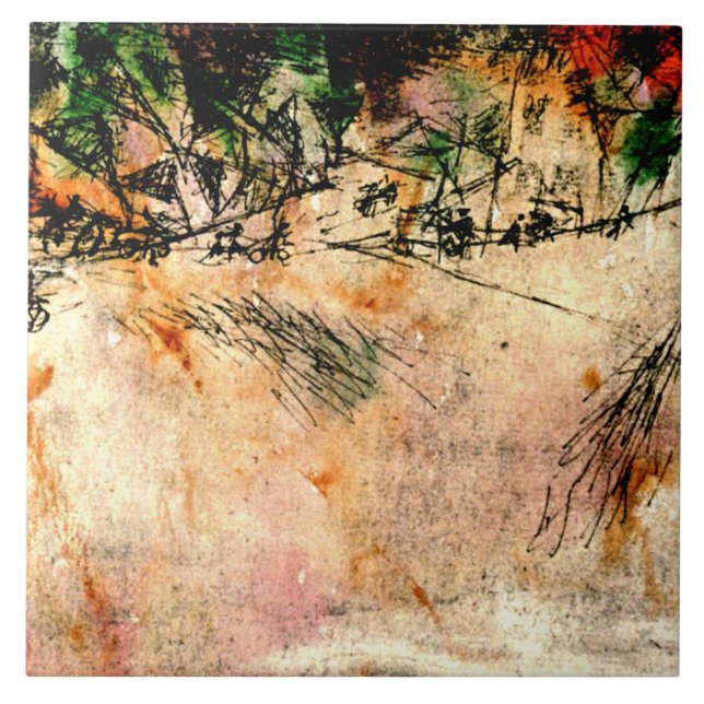 Klee - Straßenübergang (Kohle zeichnend) Fliese (Vorderseite)